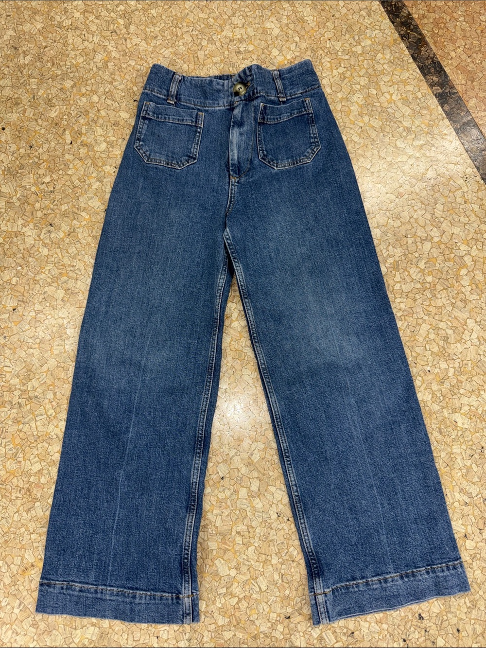 Pilcro Light Blue Denim Jeans with Olive Button